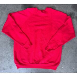 Vintage Tultex Sweater Mens Sz LARGE Red Raglan Sweatshirt USA 90s Crewneck